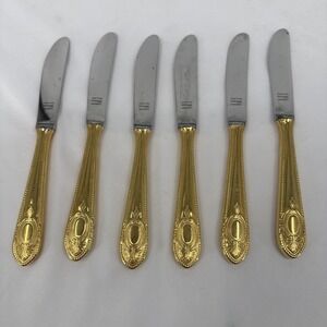 Solingen 18/10 23/24K Gold Plated Hartvergoldet  Rostfrei Dinner Knives Set Of 6